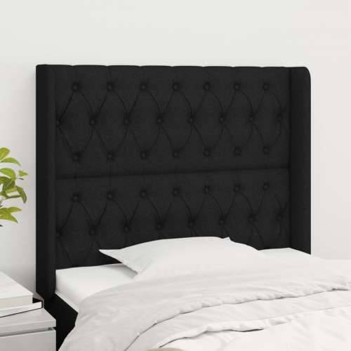 Uzglavlje s ušima crno 93x16x118/128 cm od tkanine - Crna 93 x 16 x 118/128 cm 1 Cijena