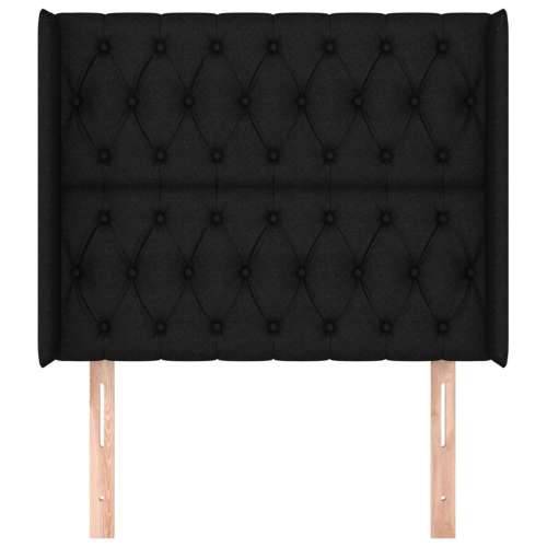 Uzglavlje s ušima crno 93x16x118/128 cm od tkanine - Crna 93 x 16 x 118/128 cm 1 Cijena