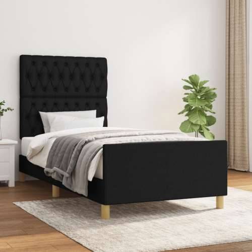 Okvir za krevet bez madraca crni 90x200cm od tkanine - Crna 90 x 200 cm Dizajn s gumbima Cijena