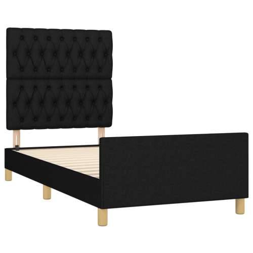 Okvir za krevet bez madraca crni 90x200cm od tkanine - Crna 90 x 200 cm Dizajn s gumbima Cijena
