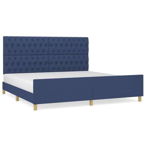Okvir za krevet s uzglavljem plavi 200 x 200 cm od tkanine - Plava 200 x 200 cm Dizajn s gumbima Cijena