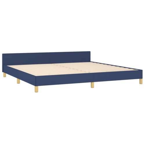 Okvir za krevet s uzglavljem plavi 200 x 200 cm od tkanine - Plava 200 x 200 cm Dizajn s gumbima Cijena
