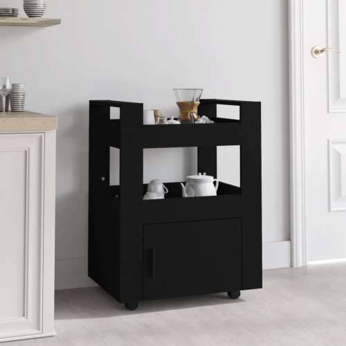 Kuhinjska kolica crna 60 x 45 x 80 cm od konstruiranog drva - Crna Cijena