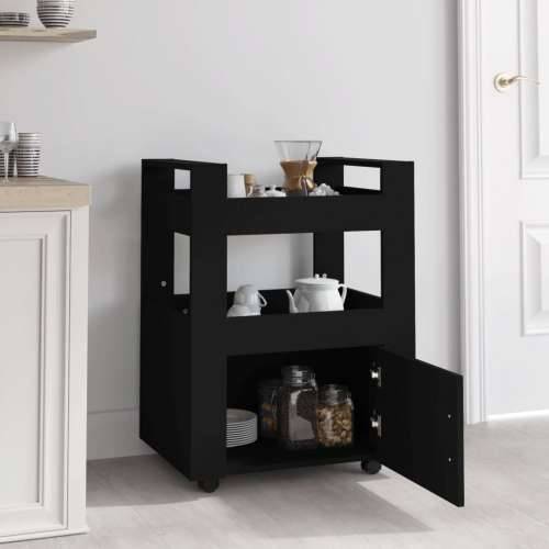 Kuhinjska kolica crna 60 x 45 x 80 cm od konstruiranog drva - Crna Cijena