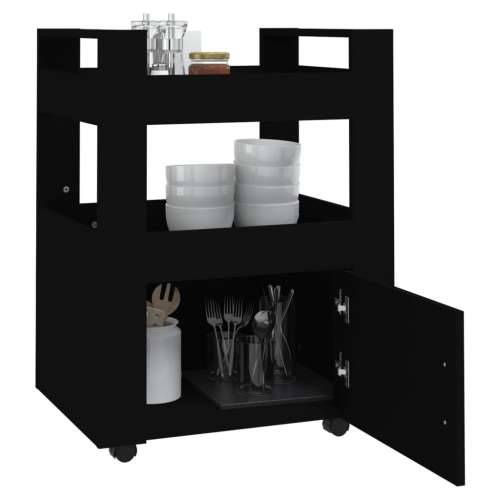 Kuhinjska kolica crna 60 x 45 x 80 cm od konstruiranog drva - Crna Cijena
