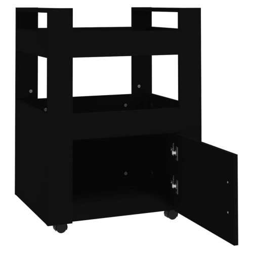 Kuhinjska kolica crna 60 x 45 x 80 cm od konstruiranog drva - Crna Cijena