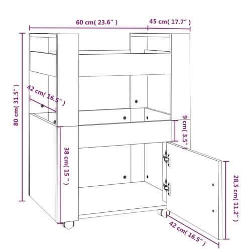 Kuhinjska kolica crna 60 x 45 x 80 cm od konstruiranog drva - Crna Cijena