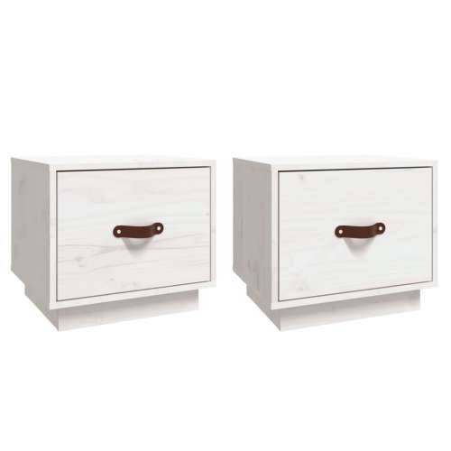 Noćni ormarići 2 kom bijeli 40 x 34 x 35 cm od masivne borovine - Bijela 2 Cijena