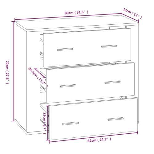 Komoda boja dimljenog hrasta 80x33x70 cm od konstruiranog drva - Dimljeni hrast 1 Cijena