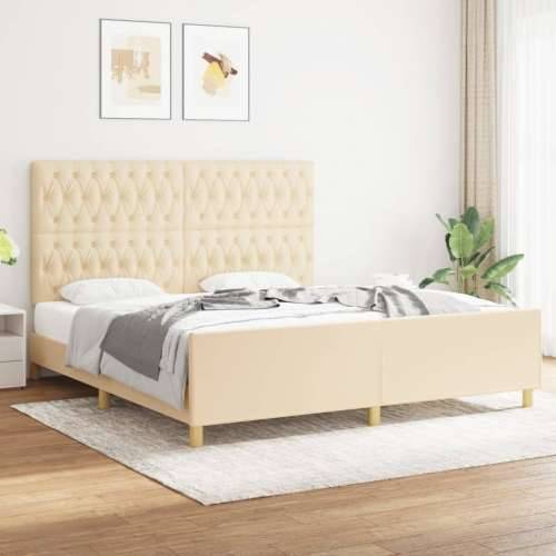 Okvir za krevet bez madraca krem 180 x 200 cm od tkanine - Krema 180 x 200 cm Dizajn s gumbima Cijena