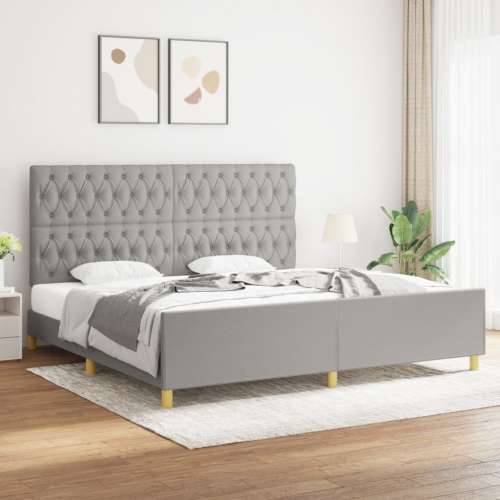 Okvir za krevet s uzglavljem svjetlosivi 200x200 cm od tkanine - Svjetlosiva 200 x 200 cm Dizajn s gumbima Cijena