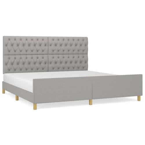 Okvir za krevet s uzglavljem svjetlosivi 200x200 cm od tkanine - Svjetlosiva 200 x 200 cm Dizajn s gumbima Cijena