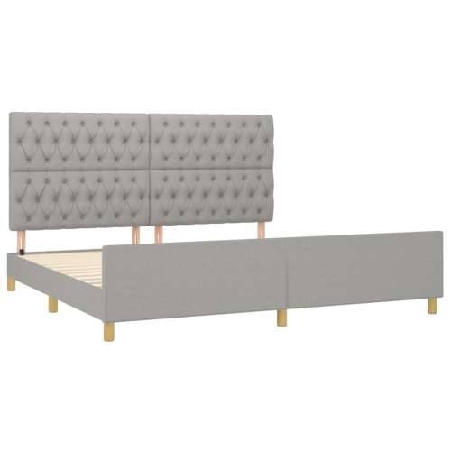 Okvir za krevet s uzglavljem svjetlosivi 200x200 cm od tkanine - Svjetlosiva 200 x 200 cm Dizajn s gumbima Cijena