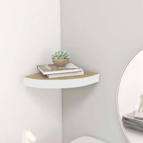 Kutna zidna polica boja hrasta i bijela 25 x 25 x 3,8 cm MDF - Boja hrasta i bijela 25 x 25 x 3.8 cm 1 Cijena