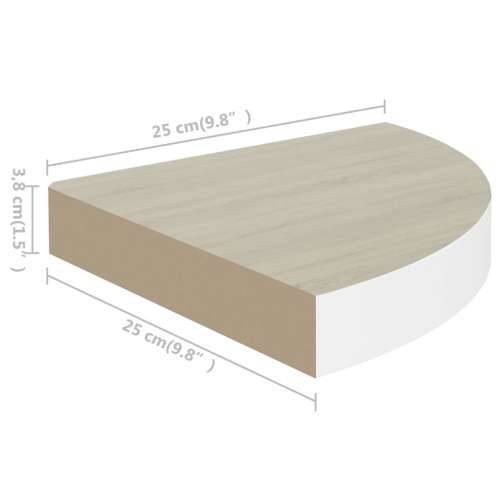 Kutna zidna polica boja hrasta i bijela 25 x 25 x 3,8 cm MDF - Boja hrasta i bijela 25 x 25 x 3.8 cm 1 Cijena