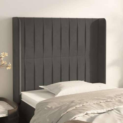 Uzglavlje s ušima tamnosivo 93x16x118/128 cm baršunasto - Tamno siva 93 x 16 x 118/128 cm 1 Cijena