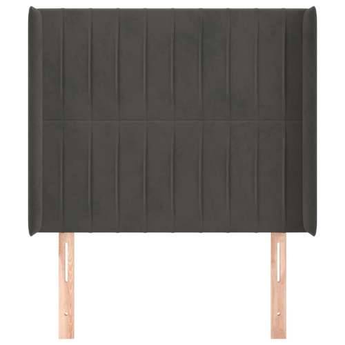 Uzglavlje s ušima tamnosivo 93x16x118/128 cm baršunasto - Tamno siva 93 x 16 x 118/128 cm 1 Cijena