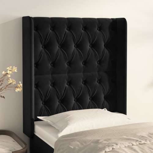 Uzglavlje s ušima crno 83x16x118/128 cm baršunasto - Crna 83 x 16 x 118/128 cm 1 Cijena