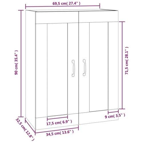 Viseći zidni ormarić visoki sjaj bijeli 69,5 x 32,5 x 90 cm - Visoko sjajno bijela 1 Cijena
