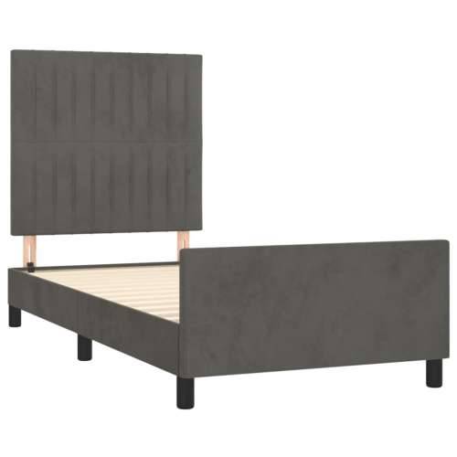 Okvir za krevet bez madraca tamnosivi 90x190 cm baršunasti - Tamno siva 90 x 190 cm Okomite pruge Cijena