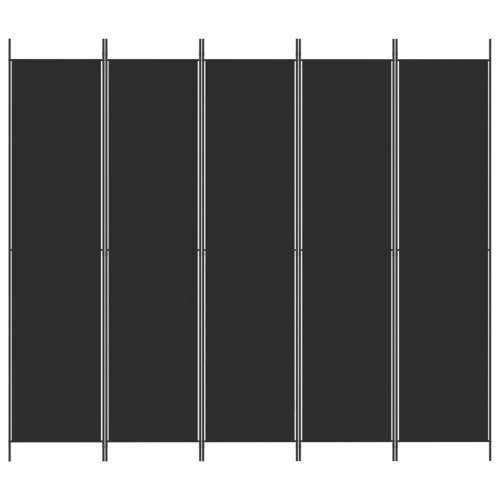 Sobna pregrada s 5 panela crna 250 x 220 cm od tkanine Cijena