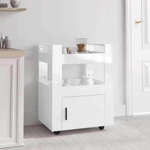 Kuhinjska kolica sjajna bijela 60x45x80 cm konstruirano drvo Cijena