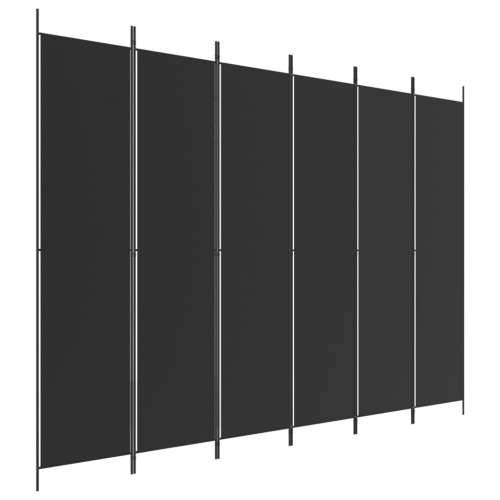 Sobna pregrada s 6 panela crna 300 x 220 cm od tkanine Cijena