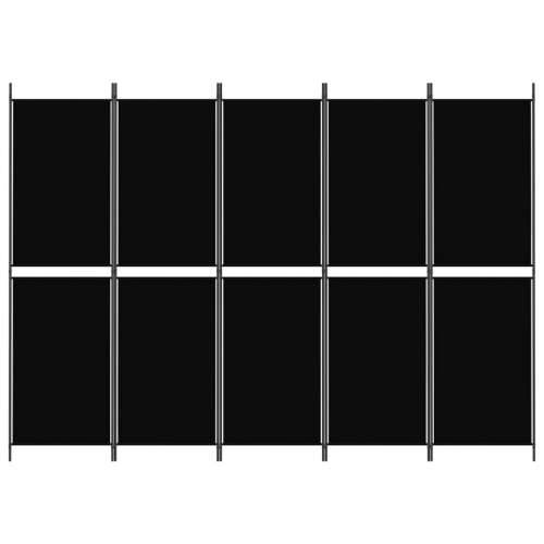 Sobna pregrada s 5 panela crna 250 x 180 cm od tkanine Cijena