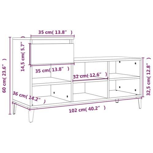 Ormarić za cipele bijeli 102 x 36 x 60 cm od konstruiranog drva - Bijela 1 Cijena