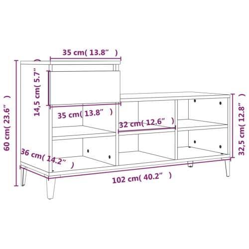 Ormarić za cipele boja hrasta 102x36x60 cm konstruirano drvo - Dimljeni hrast 1 Cijena