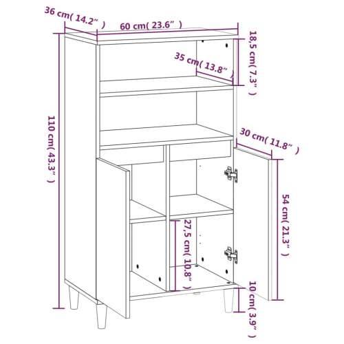Visoka komoda siva betona 60x36x110 cm od konstruiranog drva - Beton siva 1 Cijena