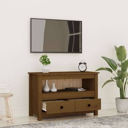 TV ormarić boja meda 79 x 35 x 52 cm od masivne borovine - boja meda 1 Cijena
