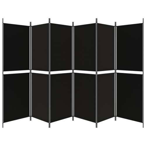 Sobna pregrada s 6 panela crna 300 x 180 cm od tkanine Cijena