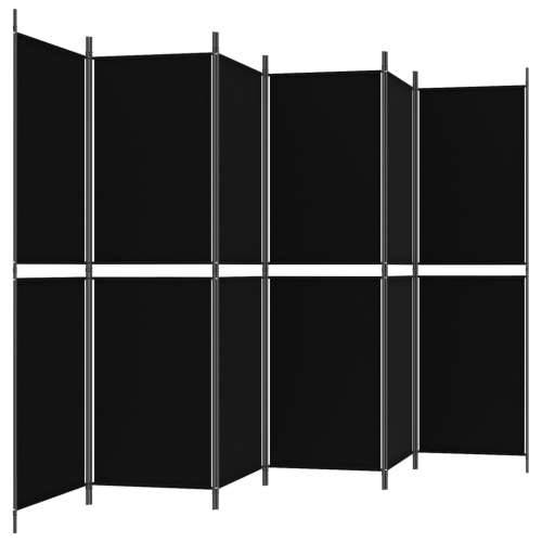 Sobna pregrada s 6 panela crna 300 x 180 cm od tkanine Cijena