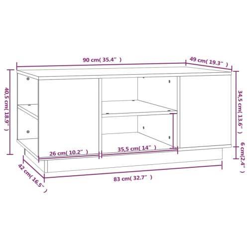 Stolić za kavu crni 90x49x40,5 cm od masivne borovine - Crna 1 Cijena