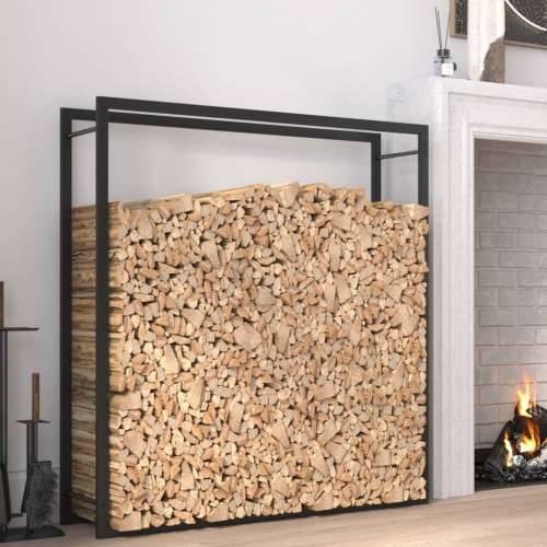 Stalak za drva za ogrjev mat crni 110x28x116 cm čelični Cijena