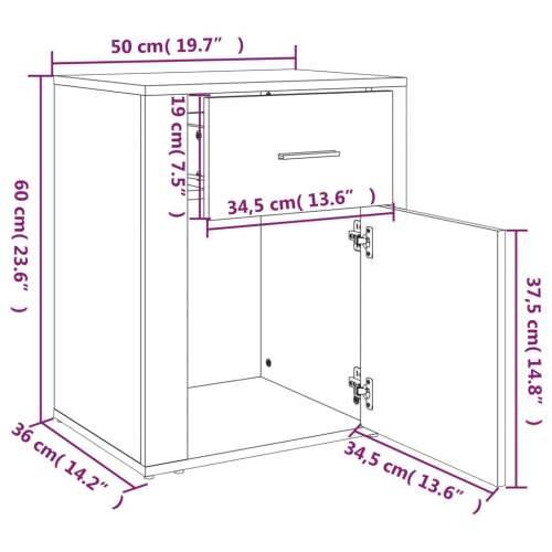 Noćni ormarić dimljenog hrasta 50x36x60cm od konstruiranog drva - Dimljeni hrast 1 Cijena