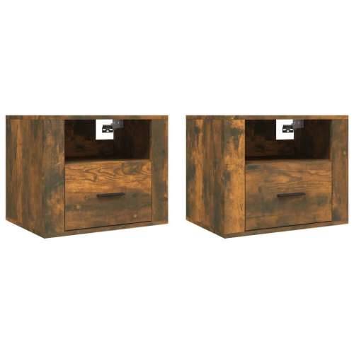 Zidni noćni ormarići 2 kom dimljenog hrasta 50x36x40 cm - Dimljeni hrast 2 Cijena