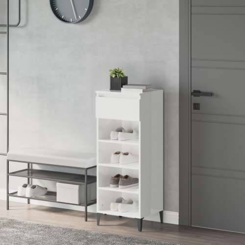 Stalak za cipele sjajni bijeli 40x36x105 cm konstruirano drvo - Visoko sjajno bijela 1 Cijena