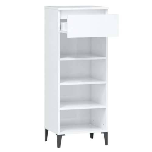Stalak za cipele sjajni bijeli 40x36x105 cm konstruirano drvo - Visoko sjajno bijela 1 Cijena