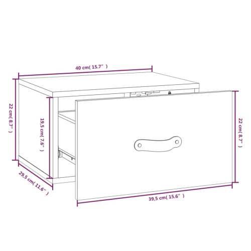 Zidni noćni ormarić Crna 40 x 29,5 x 22 cm - Crna 1 Cijena