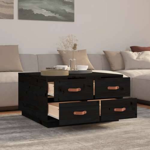 Stolić za kavu crni 80x80x45 cm od masivne borovine - Crna 1 Cijena