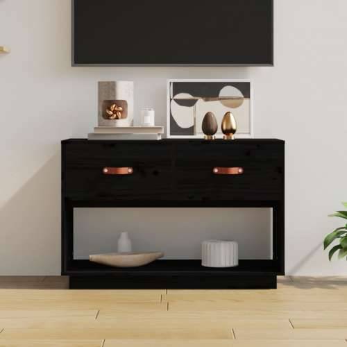 TV ormarić crni 90x40x60 cm od masivne borovine - Crna 1 Cijena