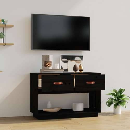 TV ormarić crni 90x40x60 cm od masivne borovine - Crna 1 Cijena