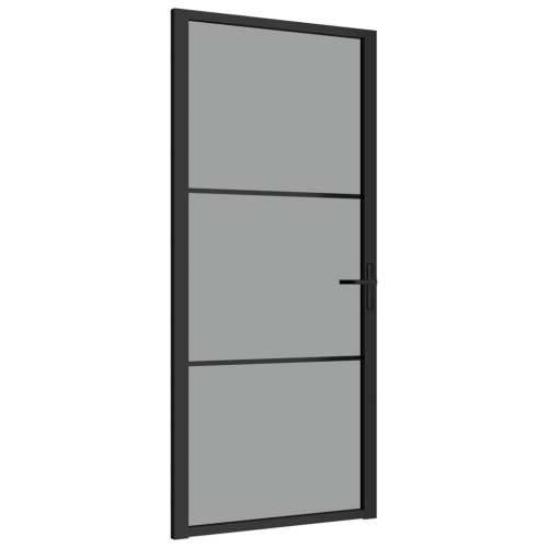 Unutarnja vrata 93 x 201,5 cm crna od ESG stakla i aluminija Cijena