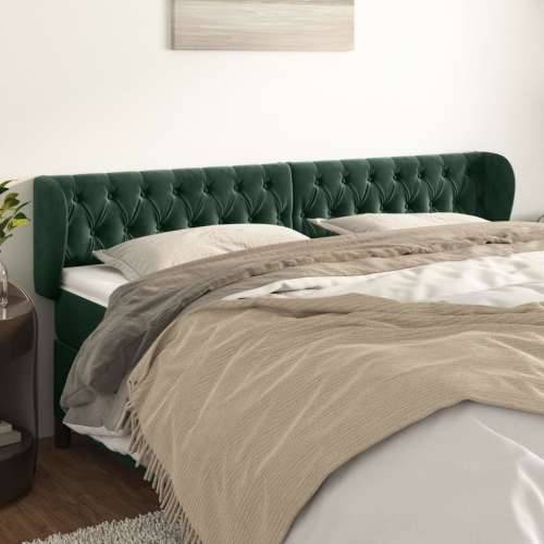 Uzglavlje s ušima tamnozeleno 203x23x78/88 cm baršunasto - Tamnozelena 203 x 23 x 78/88 cm 1 Cijena