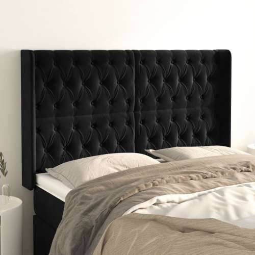 Uzglavlje s ušima crno 163x16x118/128 cm baršunasto - Crna 163 x 16 x 118/128 cm 1 Cijena