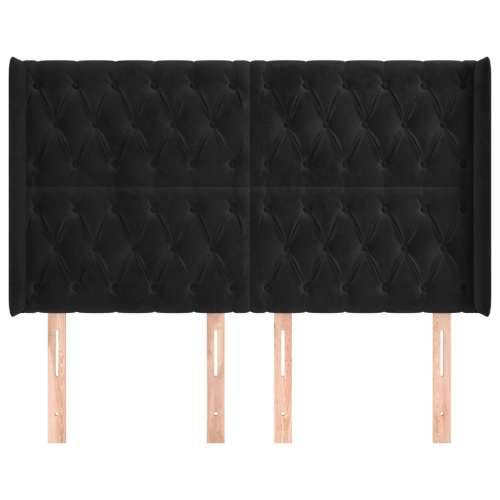 Uzglavlje s ušima crno 163x16x118/128 cm baršunasto - Crna 163 x 16 x 118/128 cm 1 Cijena