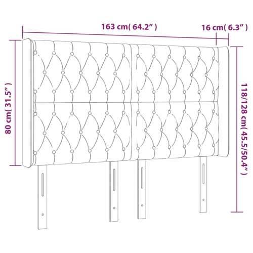 Uzglavlje s ušima crno 163x16x118/128 cm baršunasto - Crna 163 x 16 x 118/128 cm 1 Cijena