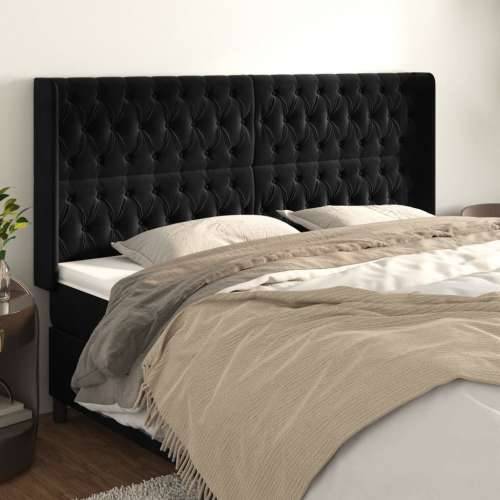 Uzglavlje s ušima crno 183x16x118/128 cm baršunasto - Crna 183 x 16 x 118/128 cm 1 Cijena